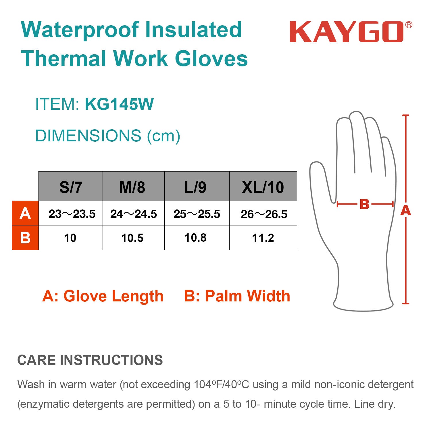 KAYGO Waterproof Winter Work Gloves Thermal Insulated Cold Weather Freezer Outdoor KG145