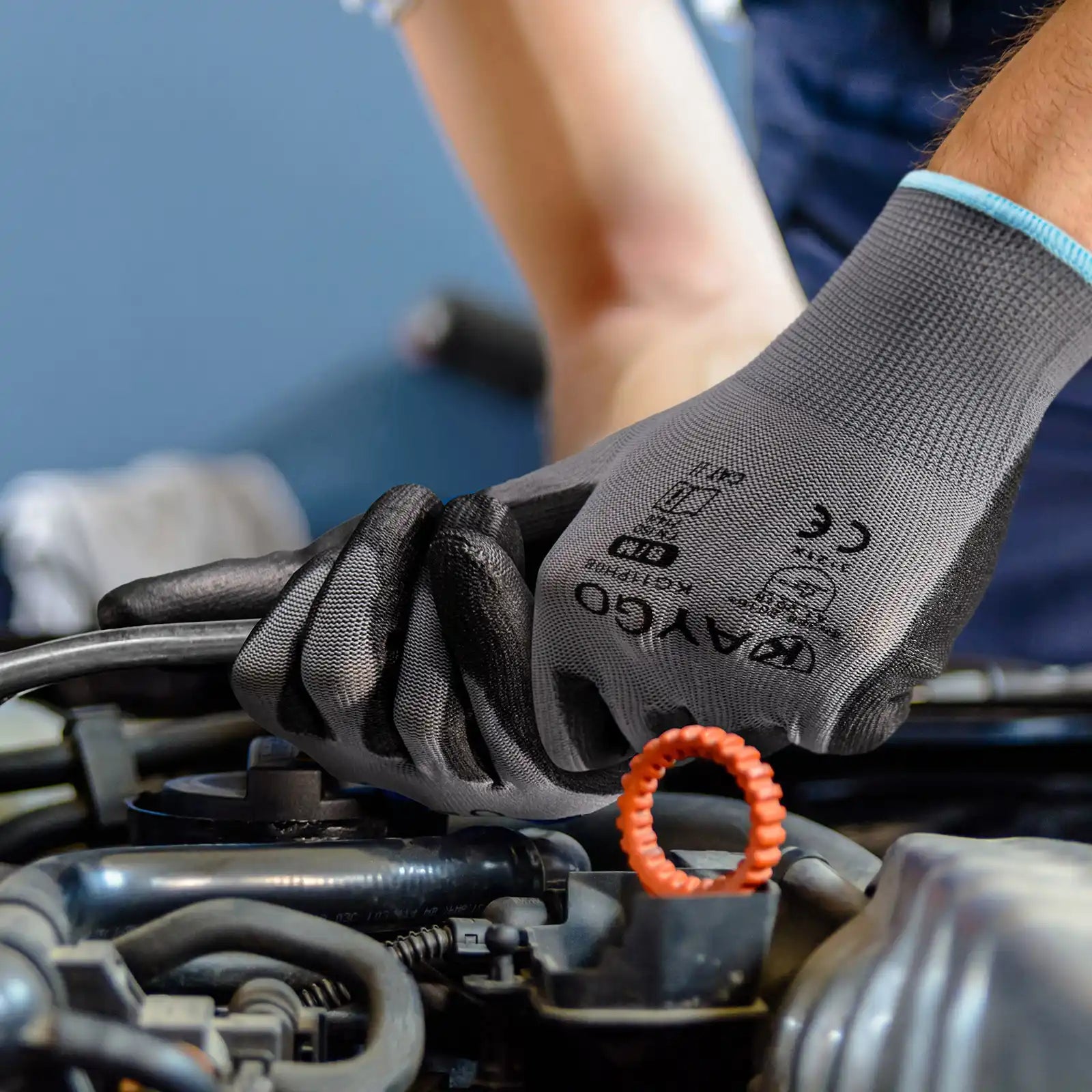 KG11 Seamless Knit Polyester Work Gloves with Polyurethane Coated on Palm and Fingers