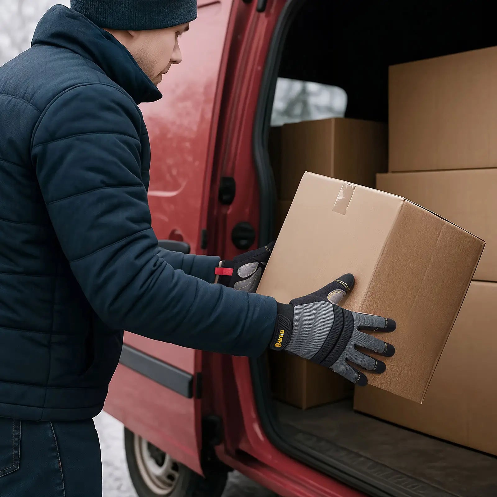 KAYGO KG127W Winter Mechanic Work Gloves – Thermal Insulated with Latex Grip and Touchscreen Compatibility, Double Lining for Cold Weather Protection