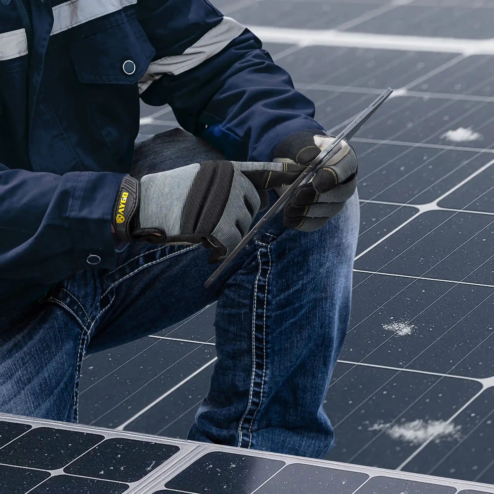 KAYGO KG127W Winter Mechanic Work Gloves – Thermal Insulated with Latex Grip and Touchscreen Compatibility, Double Lining for Cold Weather Protection