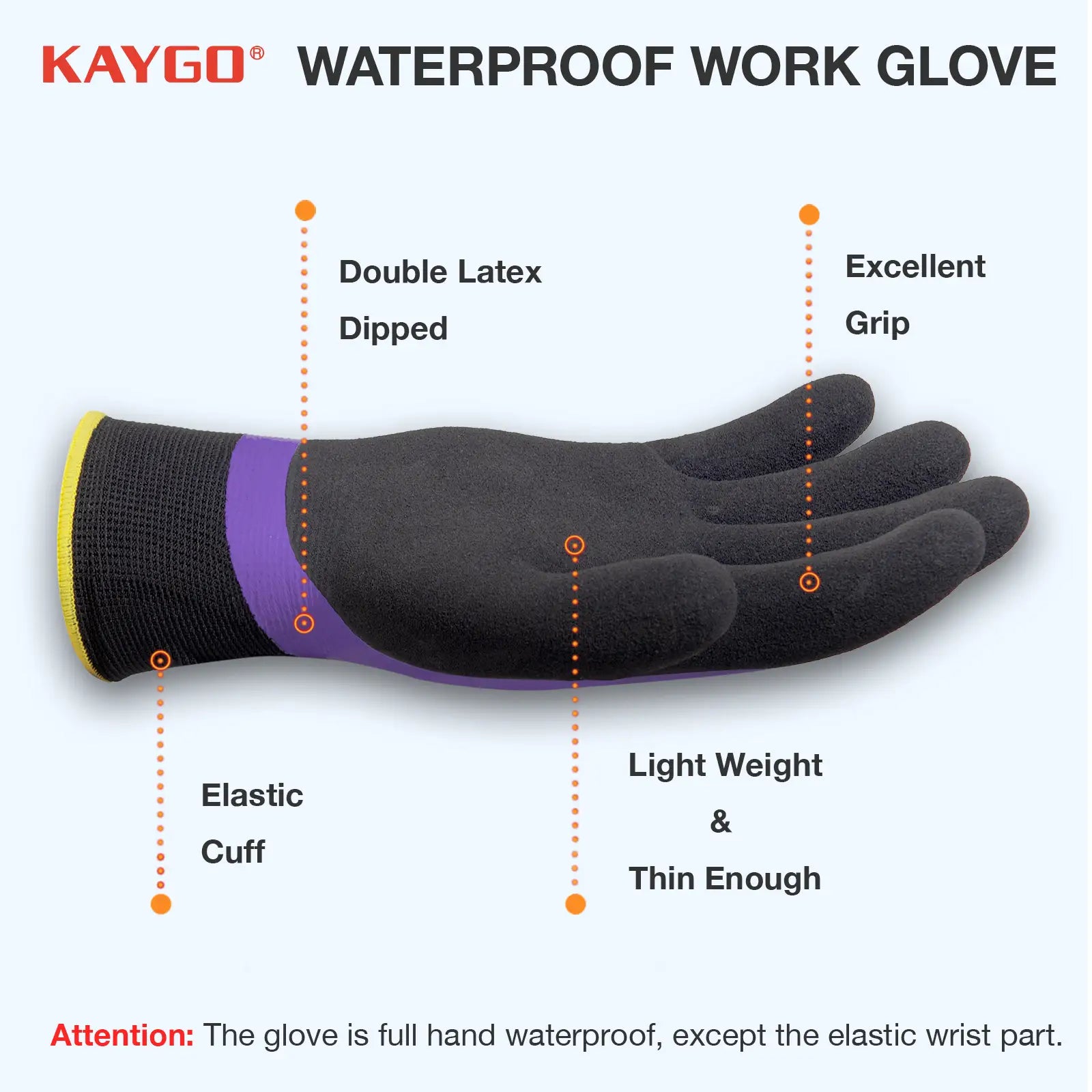 KG150 Waterproof Work Gloves with Double Rubber Coated