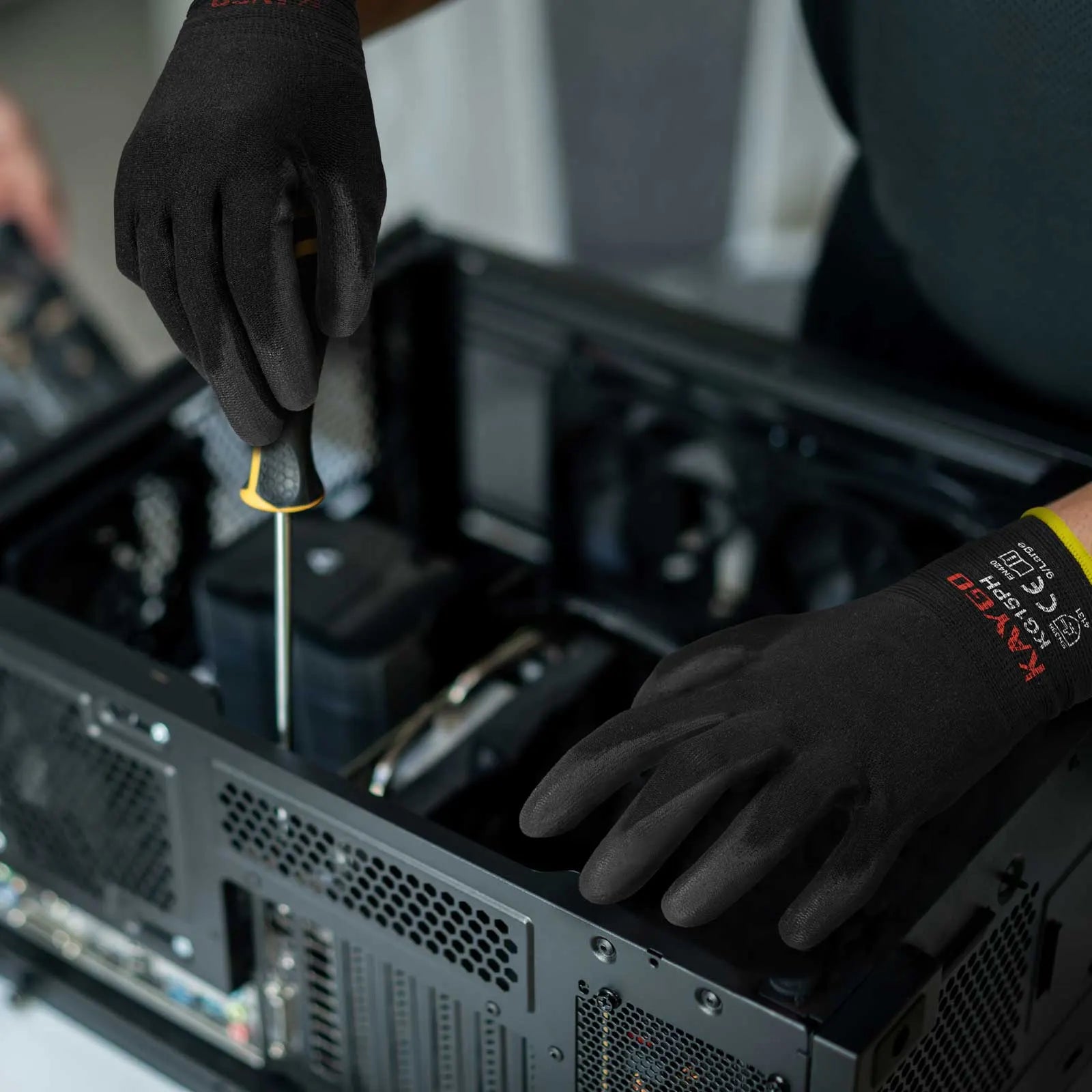 Seamless Knit Nylon Work Gloves with Polyurethane Coated on Palm and Fingers