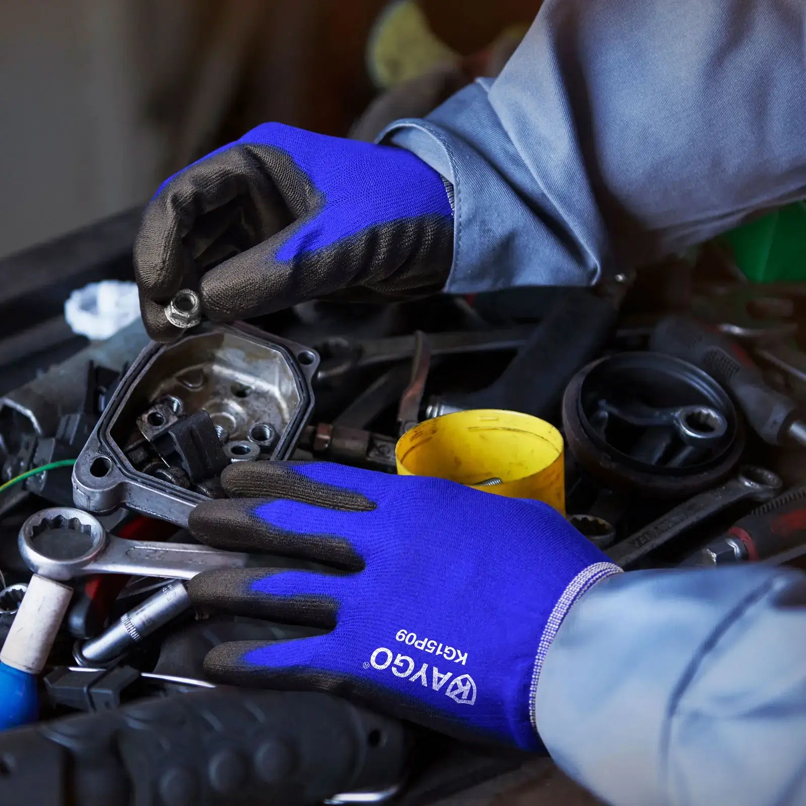 Seamless Knit Nylon Work Gloves with Polyurethane Coated on Palm and Fingers