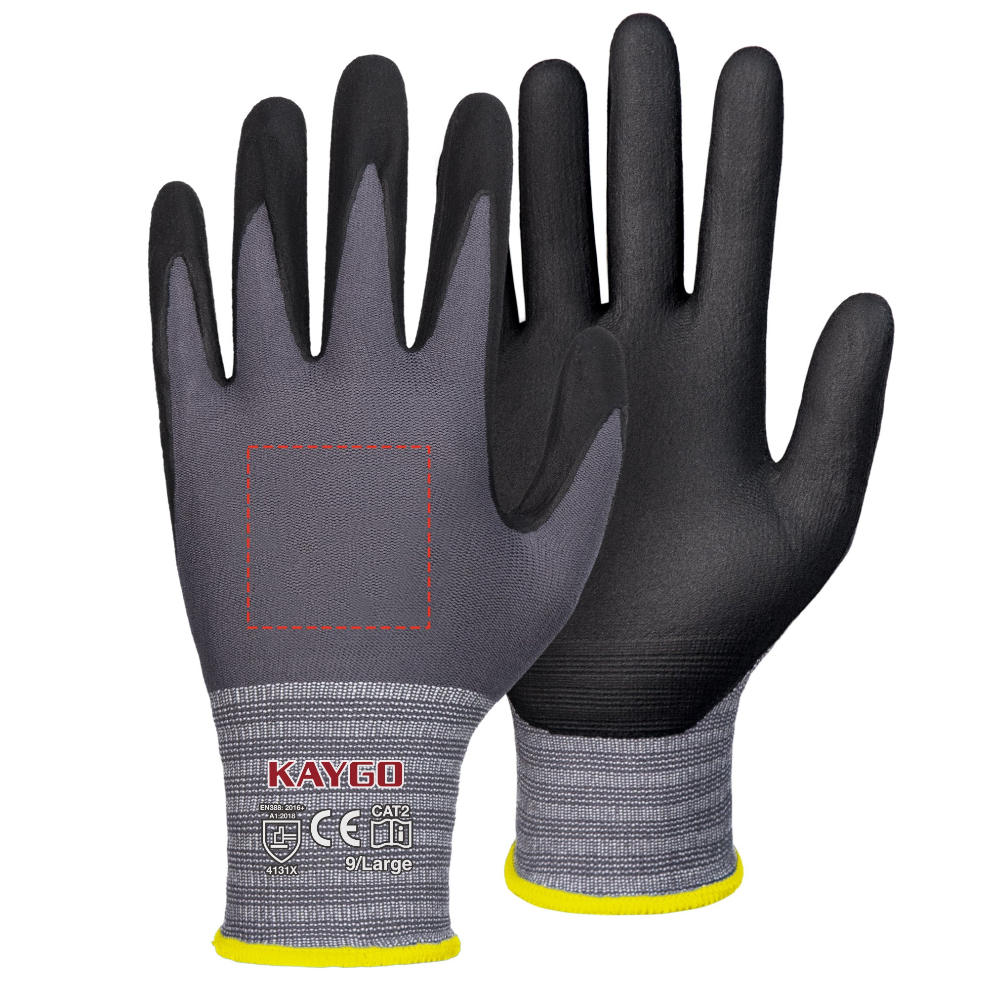 Custom KG18N Seamless Knit Nylon Work Gloves with Microfoam Nitrile Coated on Palm and Fingers