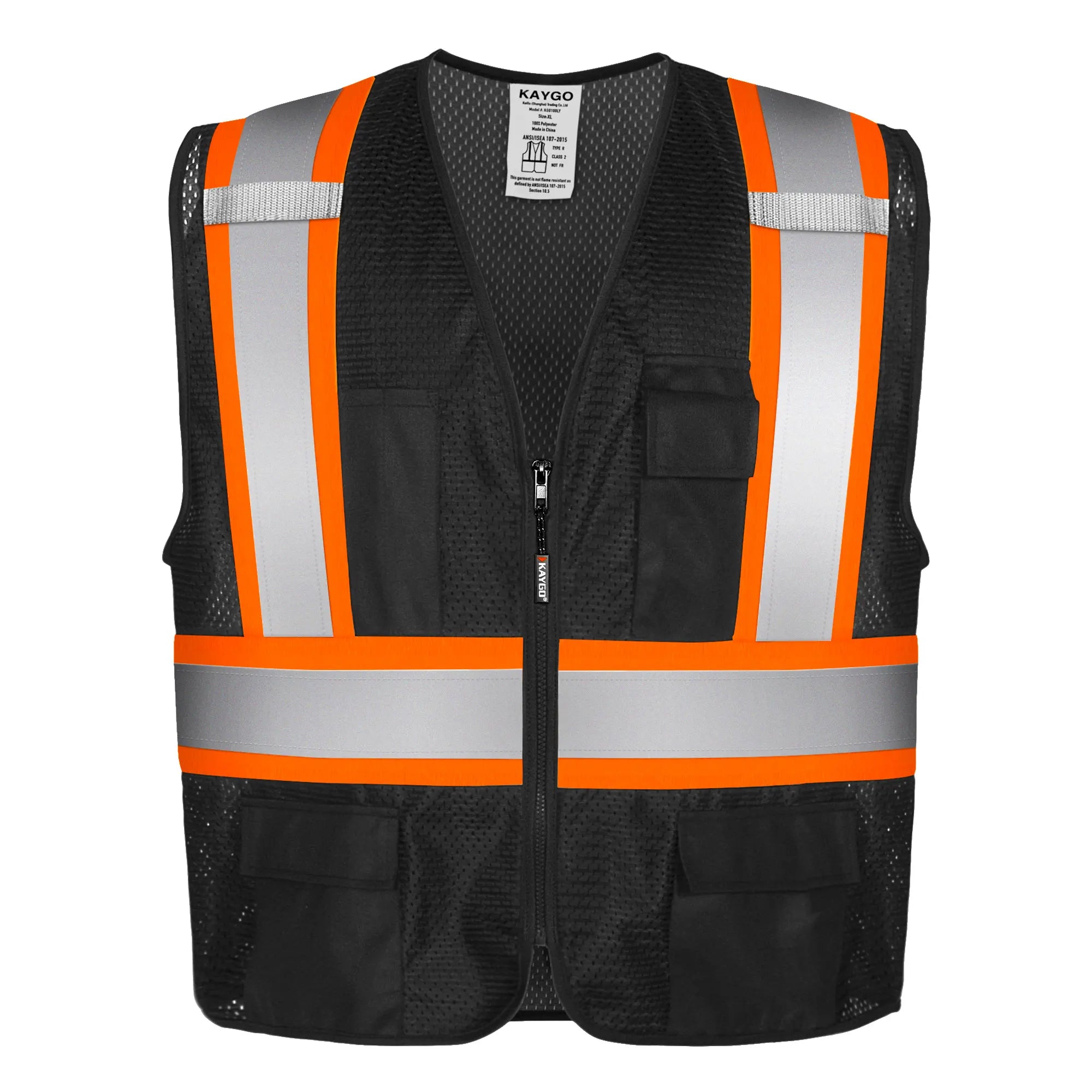 KG0100 High Visibility Vest ANSI Type R Class 2 Reflective Vest with Pockets and Zipper