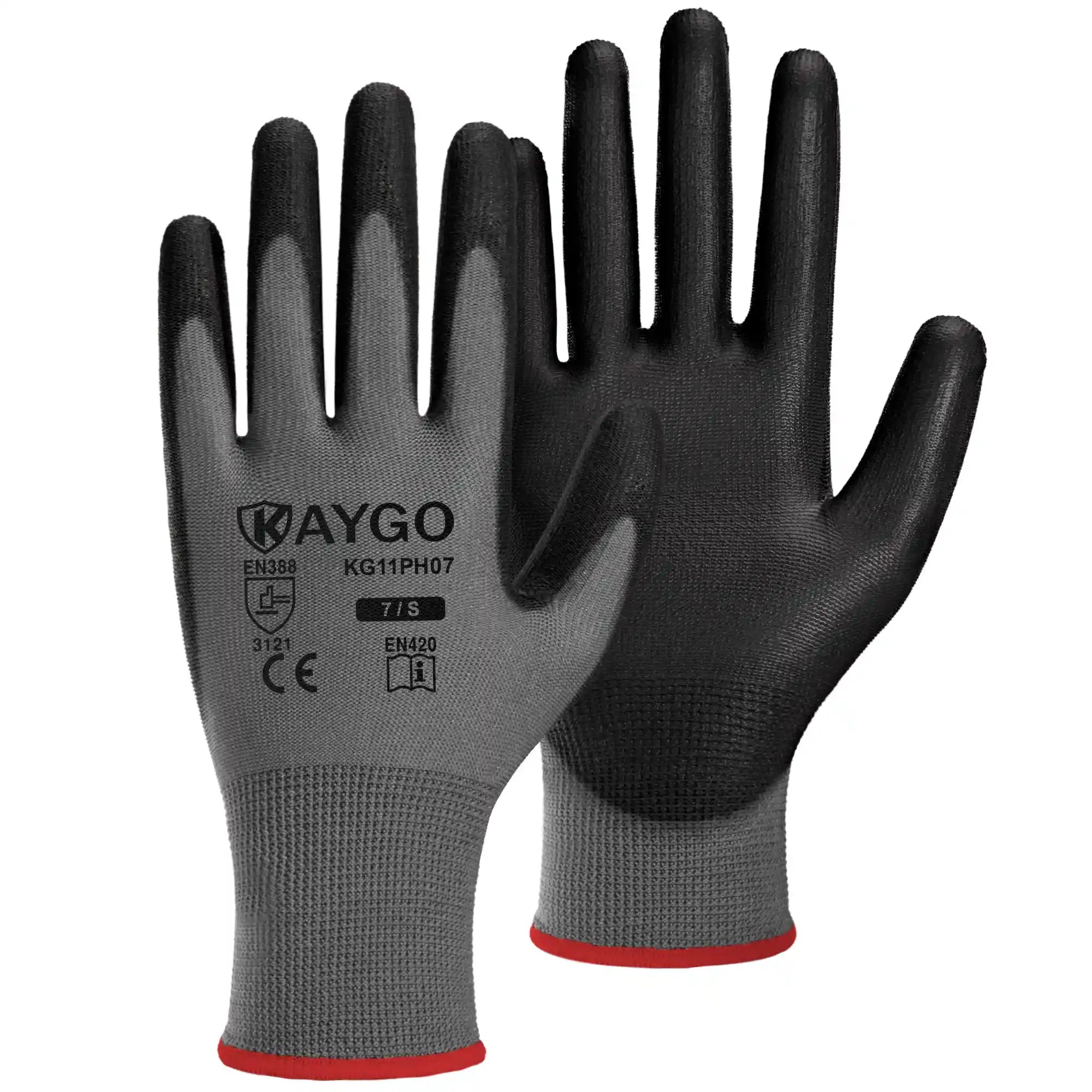 KG11 Seamless Knit Polyester Work Gloves with Polyurethane Coated on Palm and Fingers