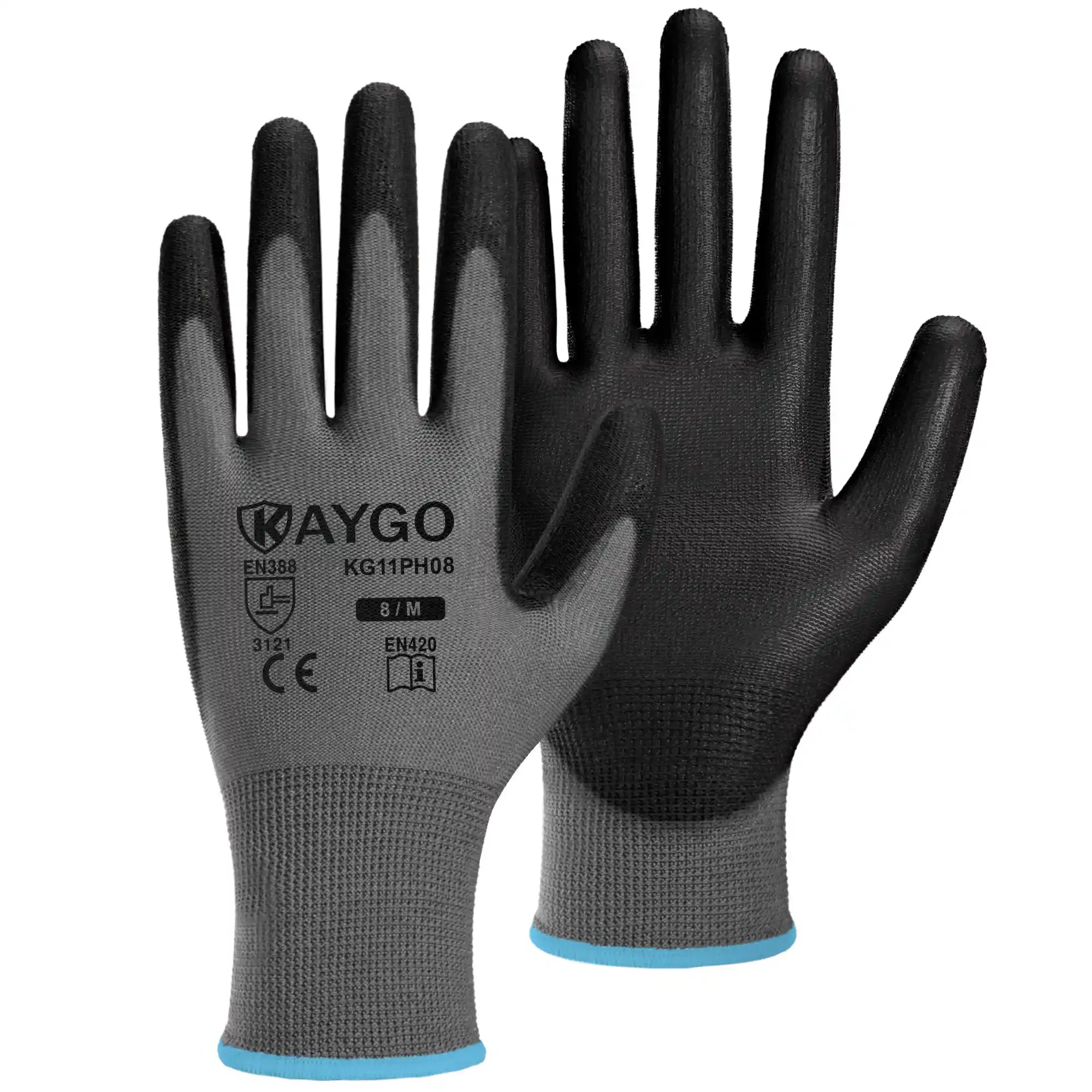 KG11 Seamless Knit Polyester Work Gloves with Polyurethane Coated on Palm and Fingers