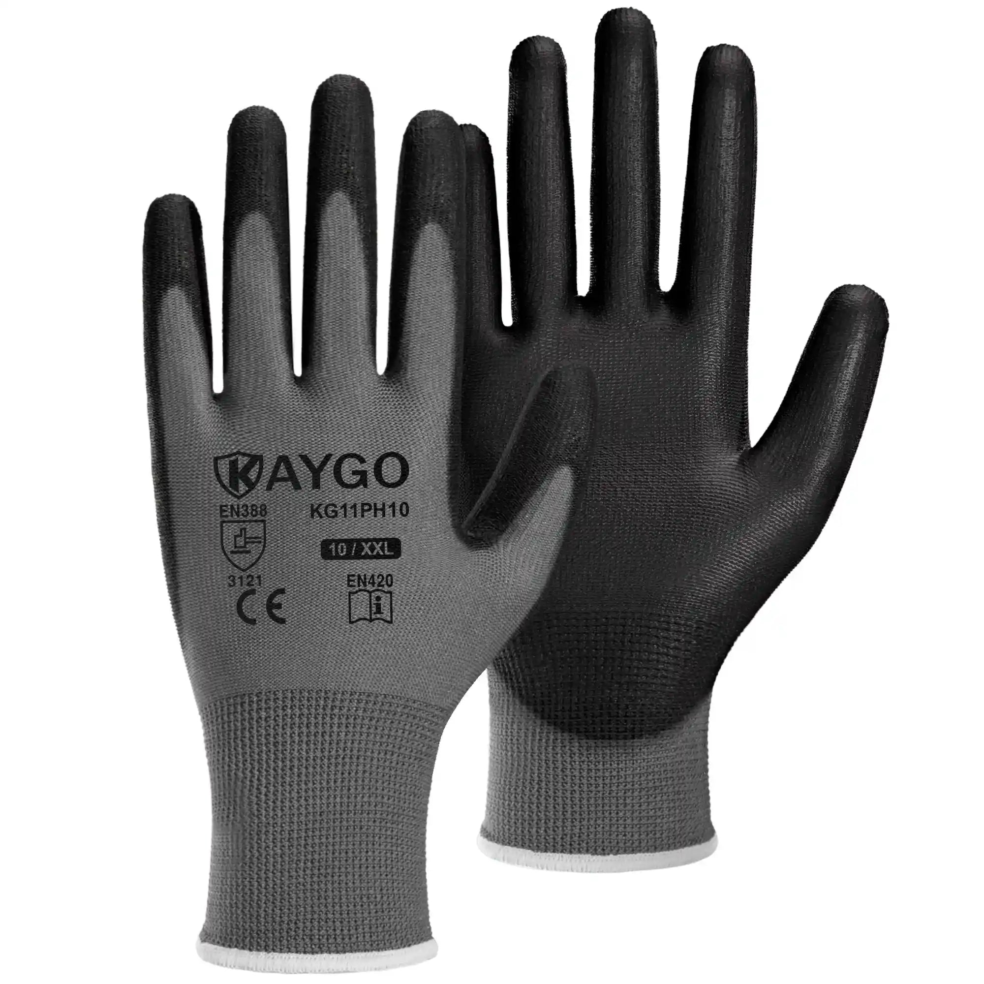 KG11 Seamless Knit Polyester Work Gloves with Polyurethane Coated on Palm and Fingers