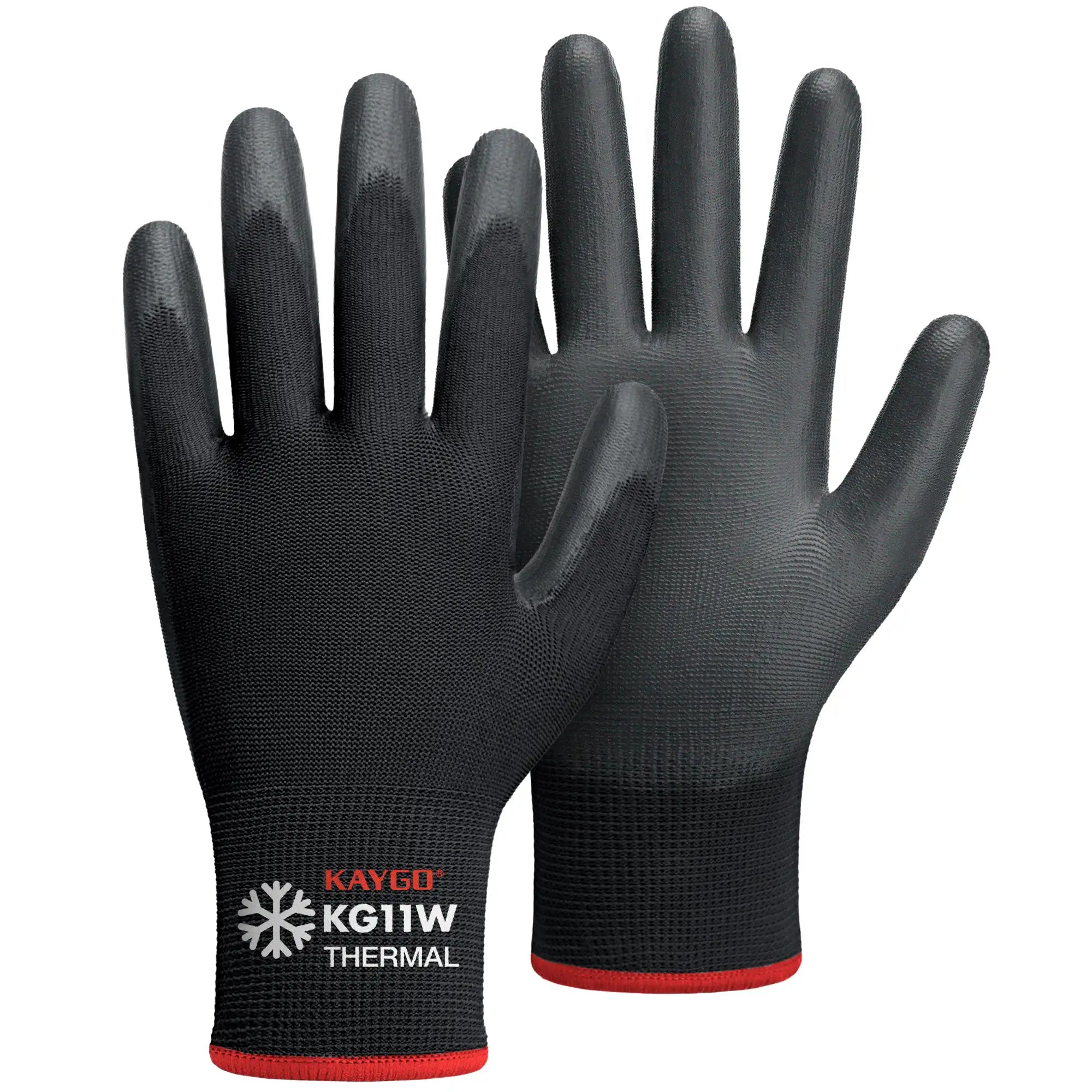 KAYGO KG11W Thermal Work Gloves – PU Coated Palm & Fingers for Cold Protection