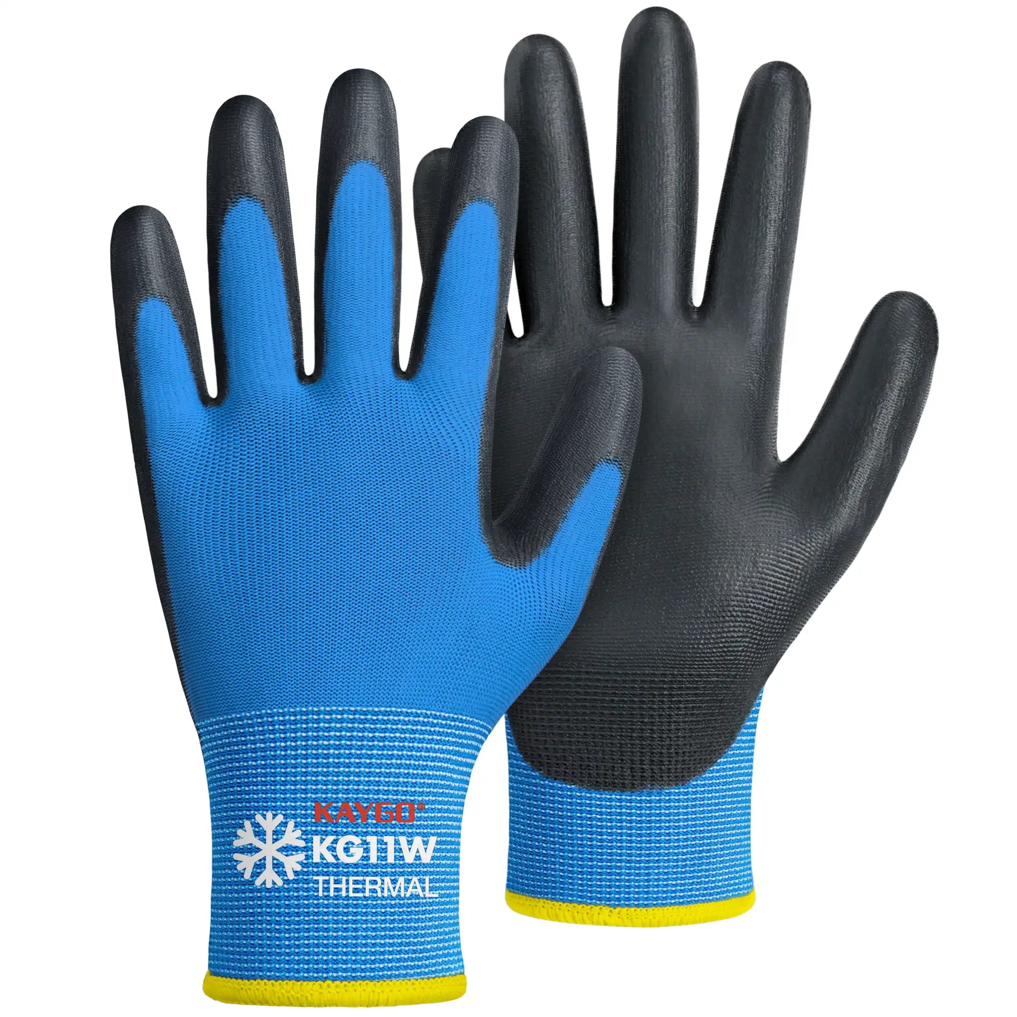 KAYGO KG11W Thermal Work Gloves – PU Coated Palm & Fingers for Cold Protection