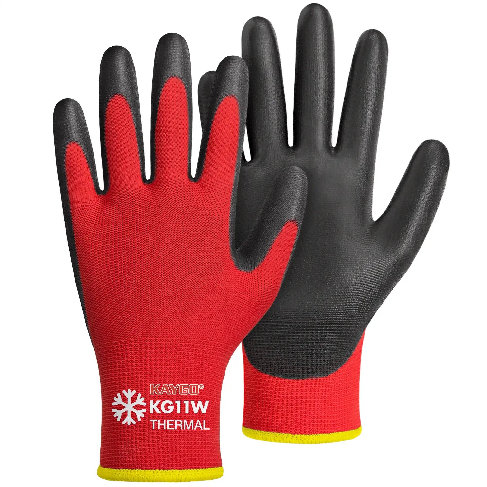 KAYGO KG11W Thermal Work Gloves – PU Coated Palm & Fingers for Cold Protection