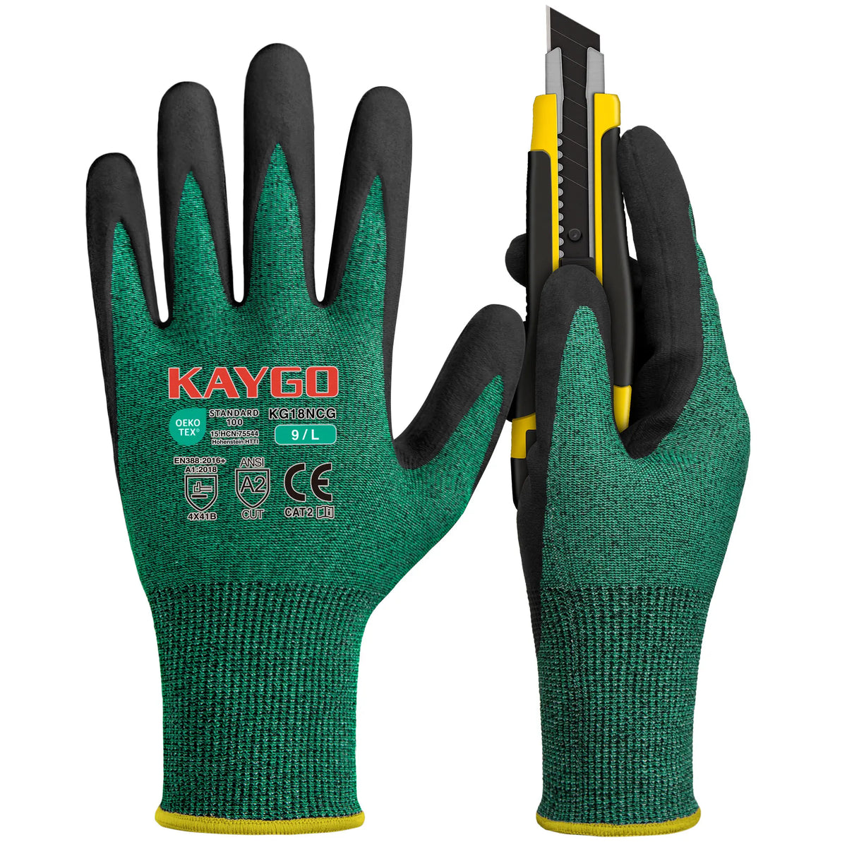 KAYGO KG18NC Cut Resistant Gloves – HPPE Fiberglass Knit Nitrile