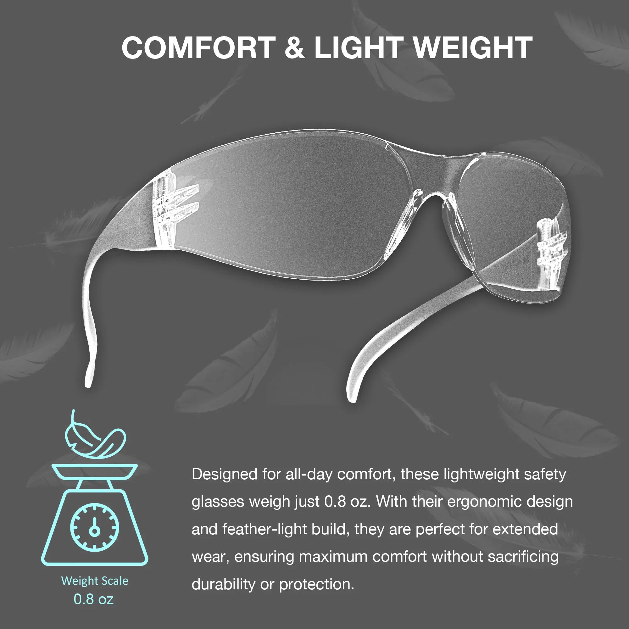 KAYGO KG510P Safety Glasses with Clear Polycarbonate Lens, Anti-Scratch Coating, and Lightweight Wraparound Frame