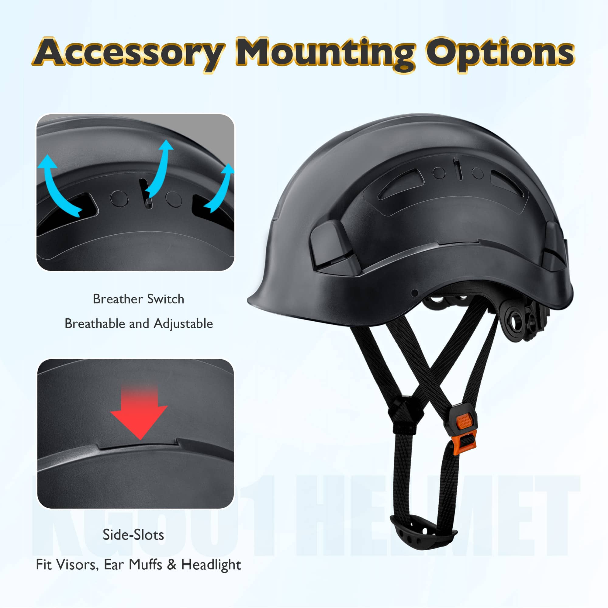 KAYGO KG601 Safety Helmet with Adjustable Fit, Chin Strap, and Vented ABS Shell for Construction and Industrial Use