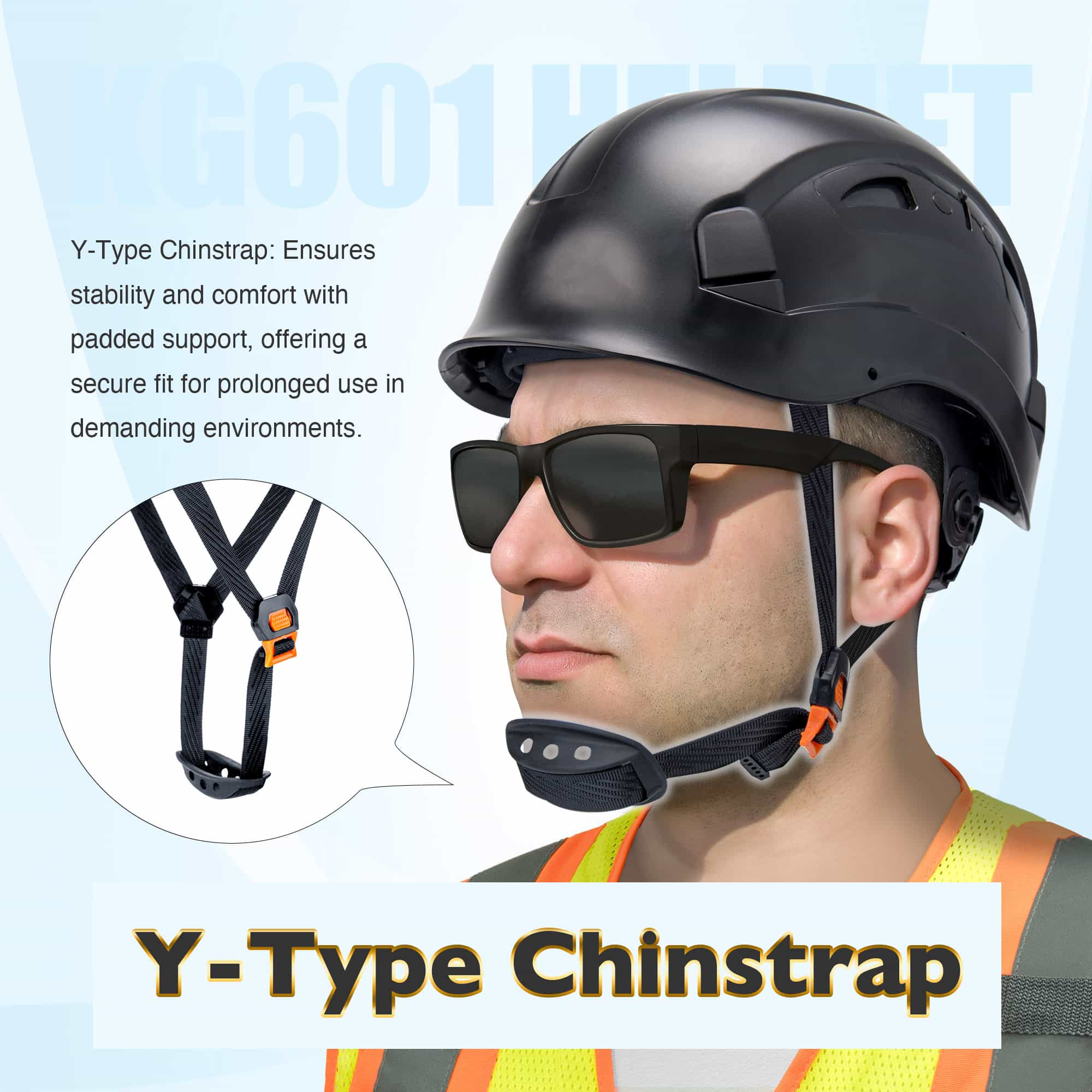 KAYGO KG601 Safety Helmet with Adjustable Fit, Chin Strap, and Vented ABS Shell for Construction and Industrial Use