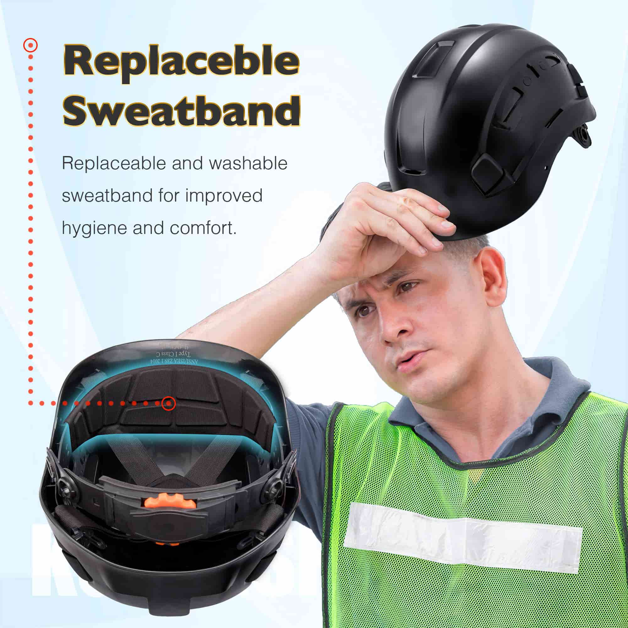 KAYGO KG601 Safety Helmet with Adjustable Fit, Chin Strap, and Vented ABS Shell for Construction and Industrial Use