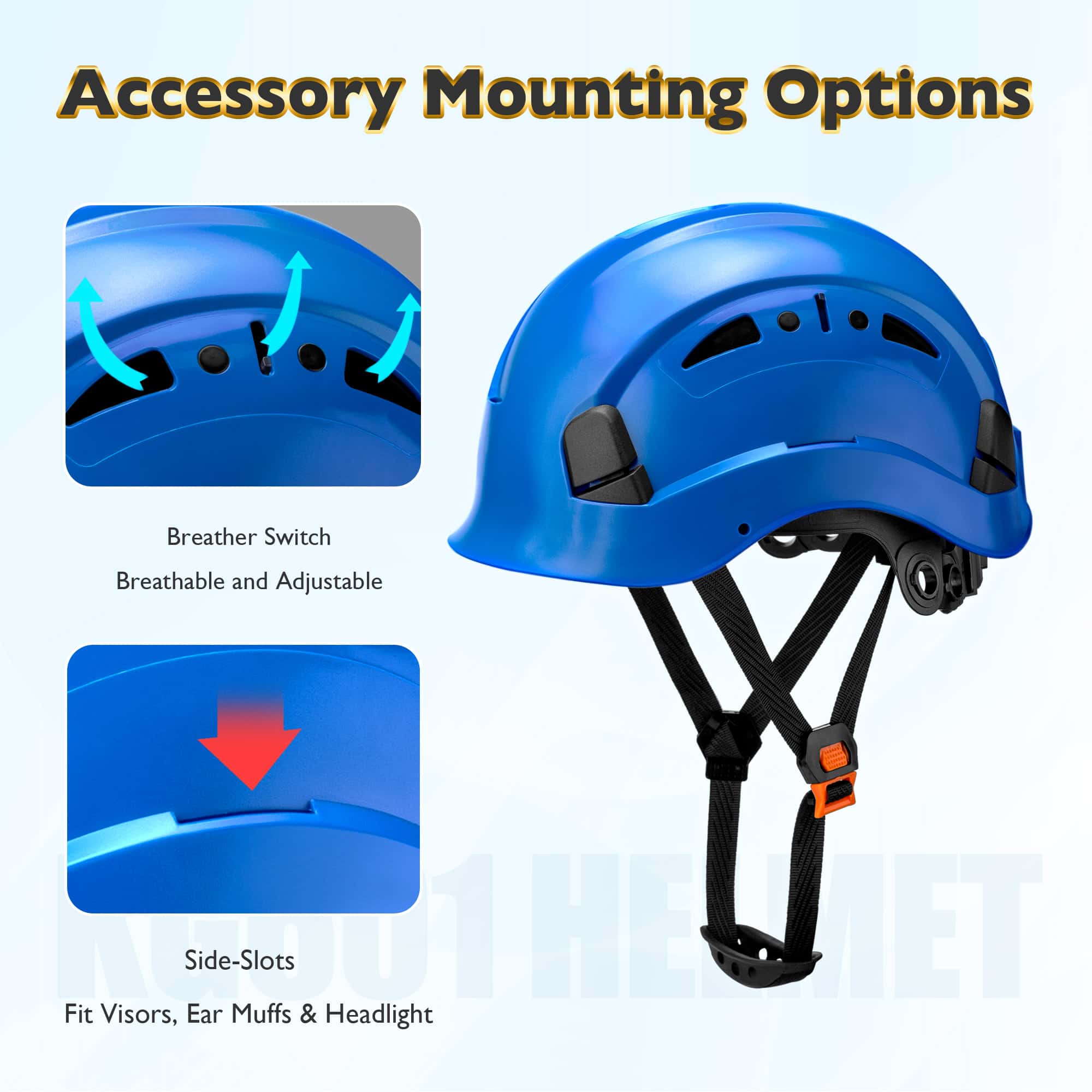 KAYGO KG601 Safety Helmet with Adjustable Fit, Chin Strap, and Vented ABS Shell for Construction and Industrial Use