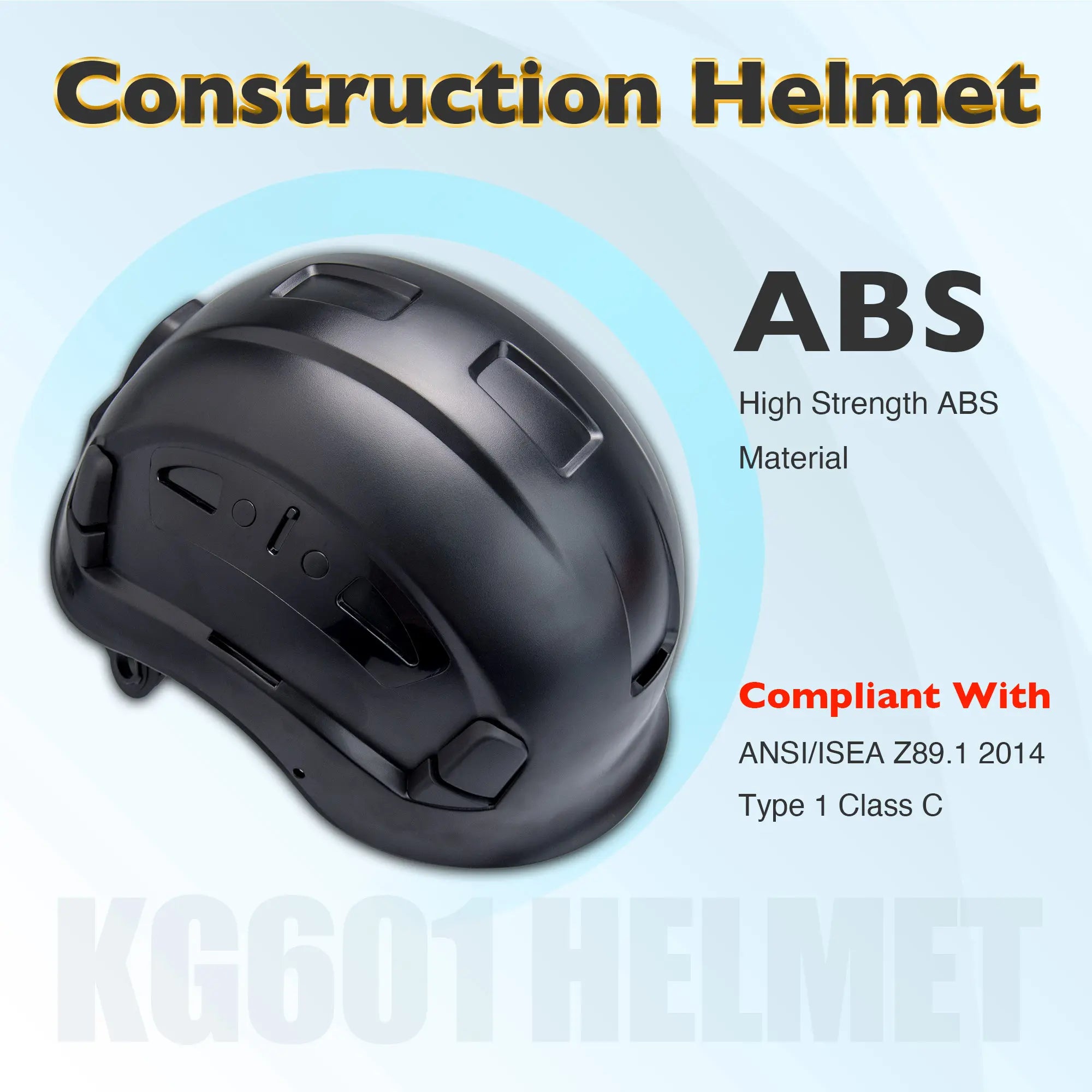 KAYGO KG601 Safety Helmet with Adjustable Fit, Chin Strap, and Vented ABS Shell for Construction and Industrial Use
