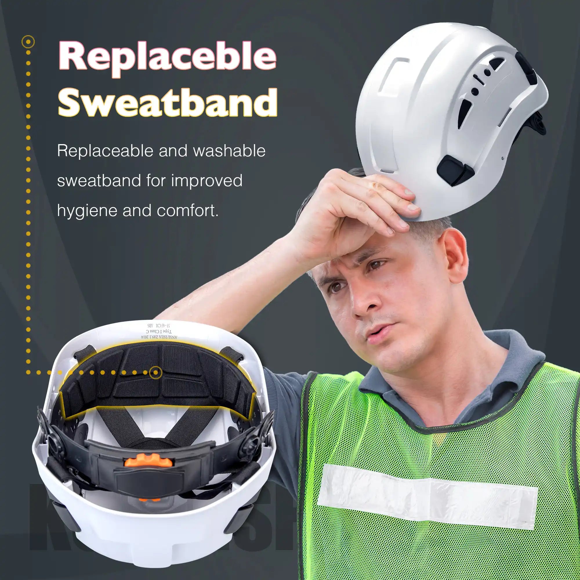 KAYGO KG601 Safety Helmet with Adjustable Fit, Chin Strap, and Vented ABS Shell for Construction and Industrial Use