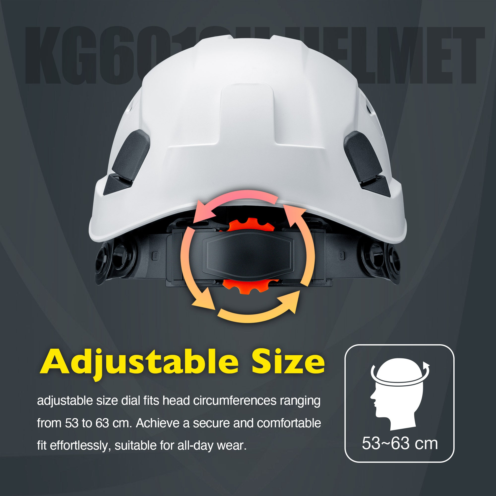 KAYGO KG601 Safety Helmet with Adjustable Fit, Chin Strap, and Vented ABS Shell for Construction and Industrial Use