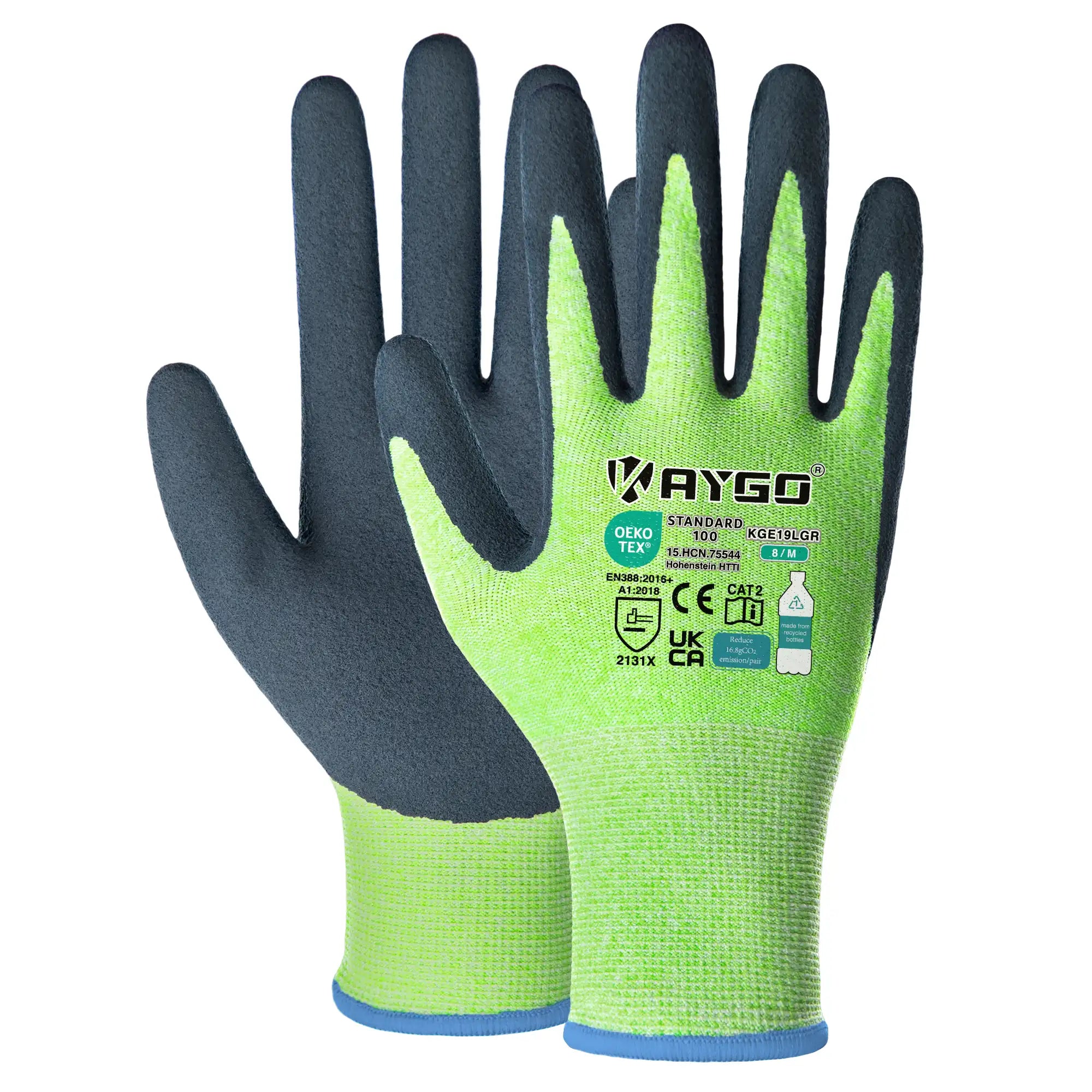 KGE19 Eco Friendly Work Gloves with Latex Coated on Palm and Fingers