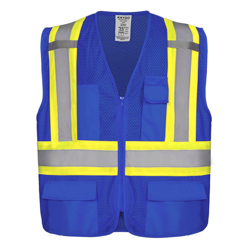 KG0100 High Visibility Vest ANSI Type R Class 2 Reflective Vest with Pockets and Zipper