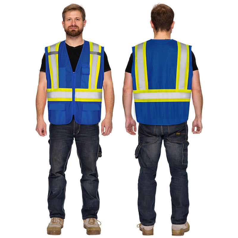 KG0100 High Visibility Vest ANSI Type R Class 2 Reflective Vest with Pockets and Zipper