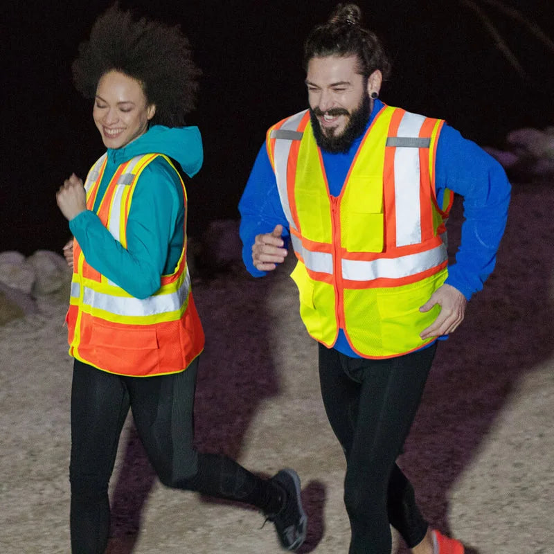 KG0100 High Visibility Vest ANSI Type R Class 2 Reflective Vest with Pockets and Zipper