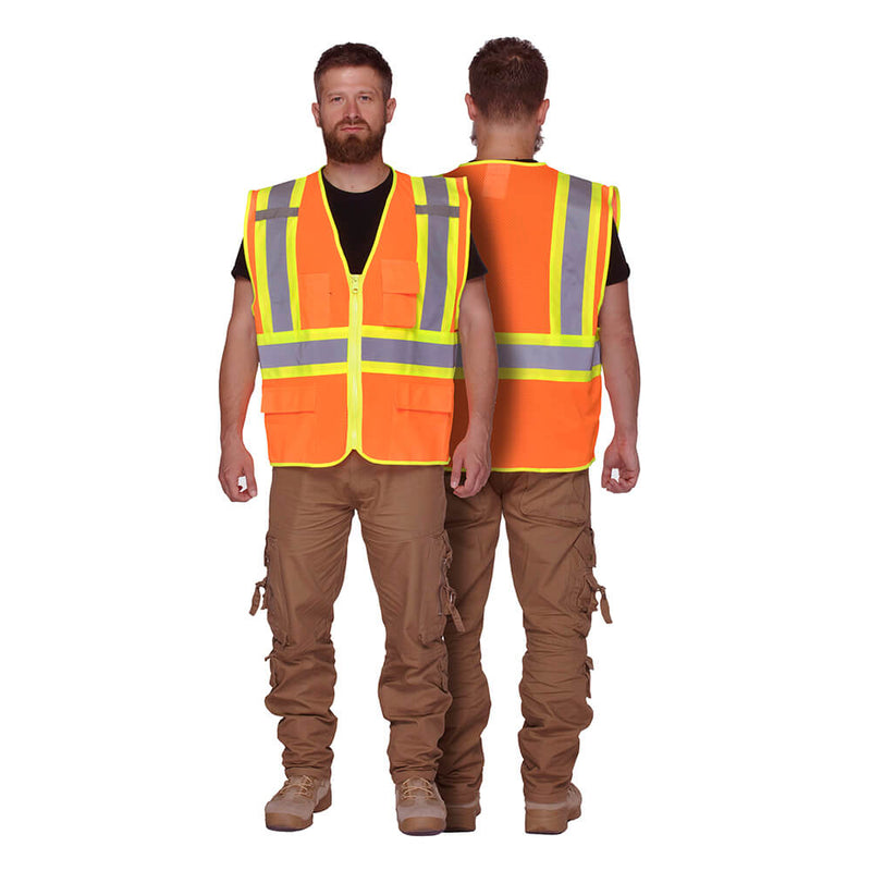 KG0100 High Visibility Vest ANSI Type R Class 2 Reflective Vest with Pockets and Zipper