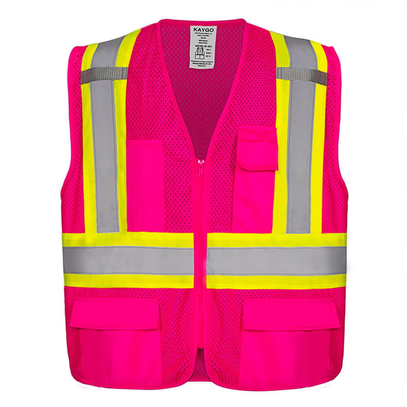 KG0100 High Visibility Vest ANSI Type R Class 2 Reflective Vest with Pockets and Zipper
