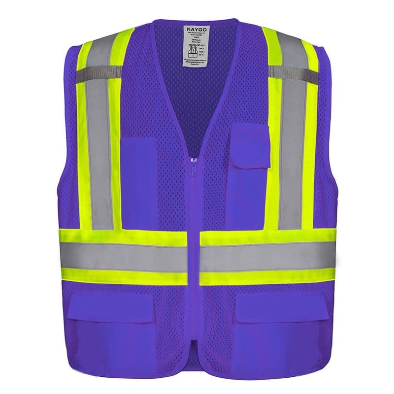 KG0100 High Visibility Vest ANSI Type R Class 2 Reflective Vest with Pockets and Zipper