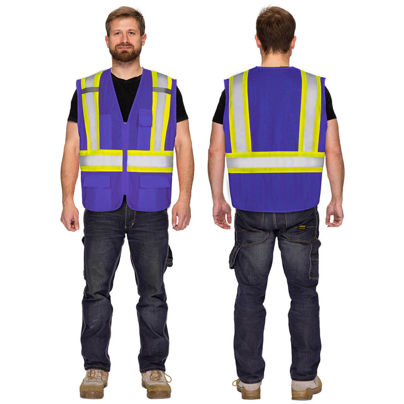 KG0100 High Visibility Vest ANSI Type R Class 2 Reflective Vest with Pockets and Zipper