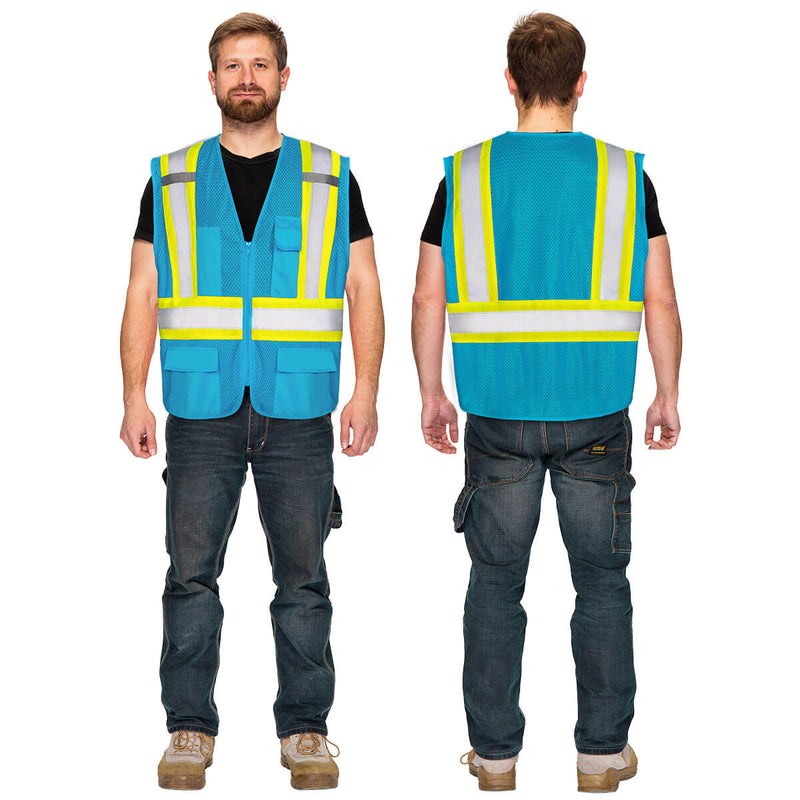 KG0100 High Visibility Vest ANSI Type R Class 2 Reflective Vest with Pockets and Zipper