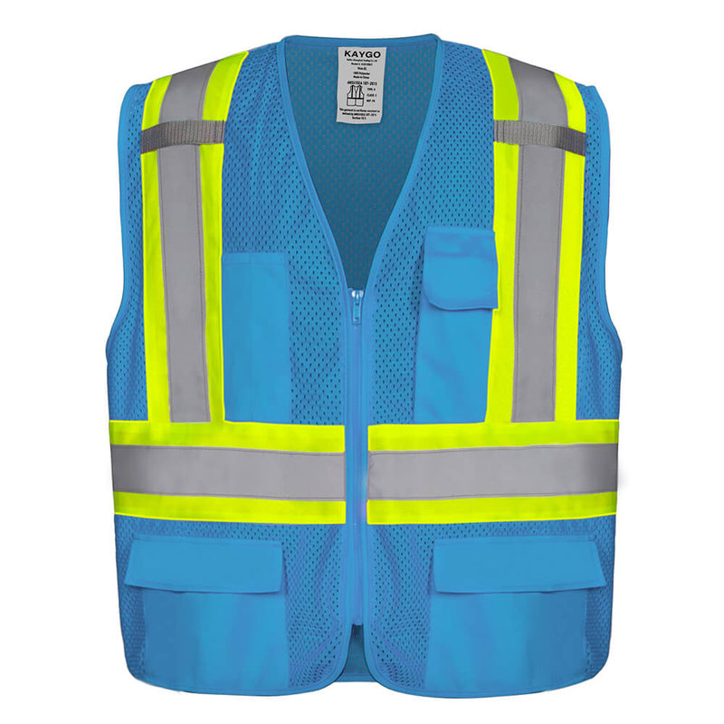 KG0100 High Visibility Vest ANSI Type R Class 2 Reflective Vest with Pockets and Zipper