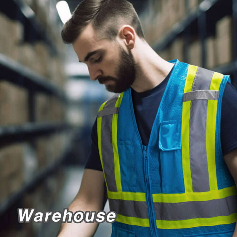 KG0100 High Visibility Vest ANSI Type R Class 2 Reflective Vest with Pockets and Zipper