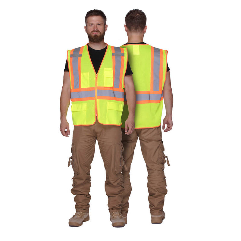 KG0100 High Visibility Vest ANSI Type R Class 2 Reflective Vest with Pockets and Zipper