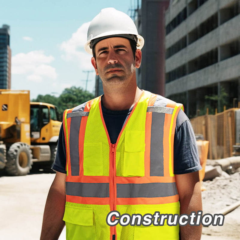 KG0100 High Visibility Vest ANSI Type R Class 2 Reflective Vest with Pockets and Zipper