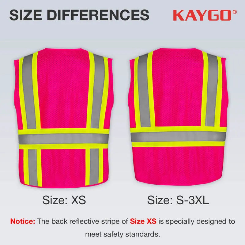 KG0100 High Visibility Vest ANSI Type R Class 2 Reflective Vest with Pockets and Zipper