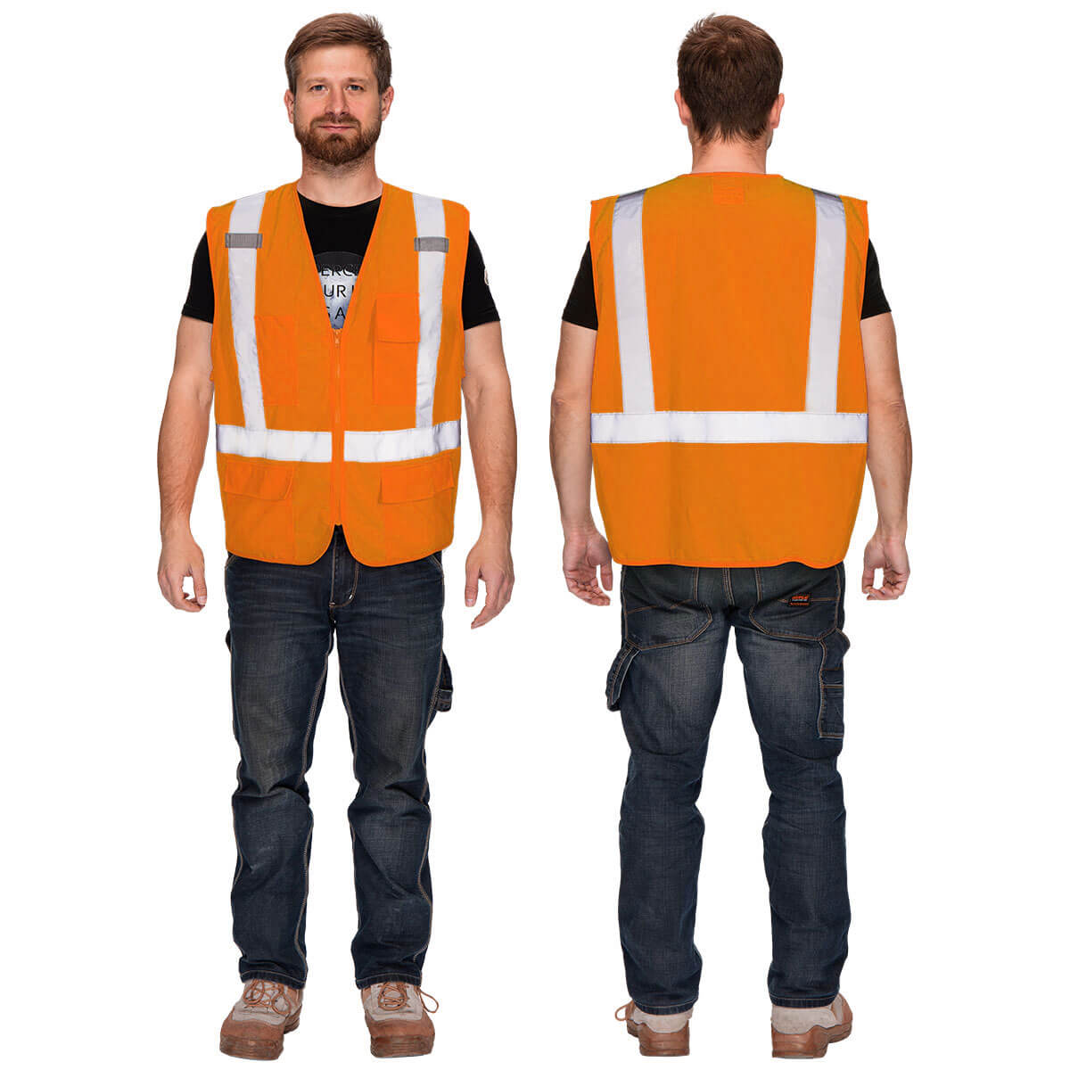 ANSI Class 2 Hi Vis Reflective Vest with Pockets and Zipper