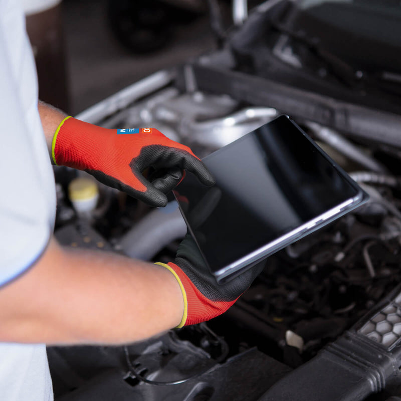 KAYGO KG11P Work Gloves for Precision Assembly, Parcel Sorting & Home Gardening — PU Coated Palm & Fingers (Touchscreen Option)