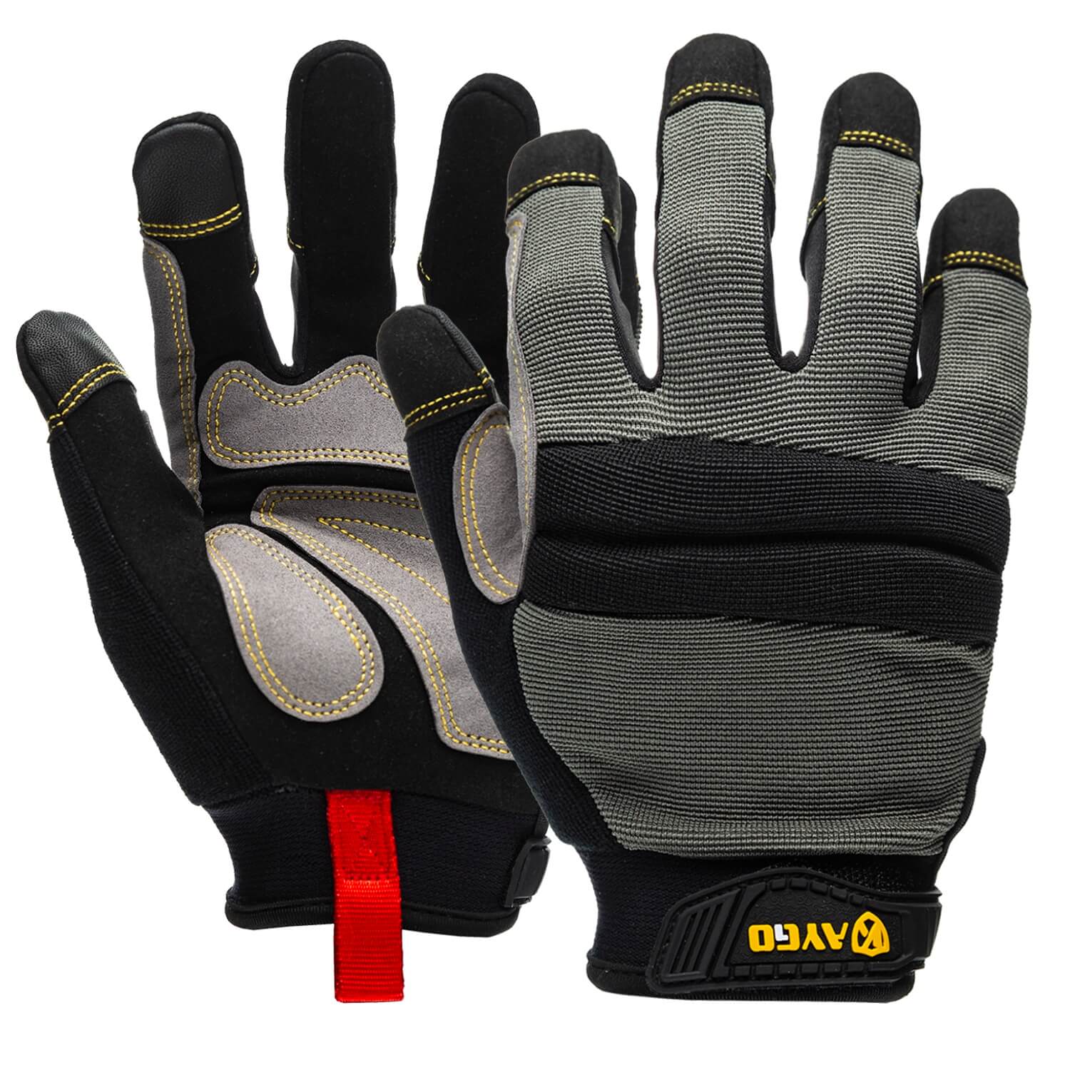 KAYGO Work Gloves For Men, KG125M Mechanic Utility Work Gloves For All Purpose, Excellent Grip, Heavy Duty, Improved Dexterity, Touch Screen,Large,3
