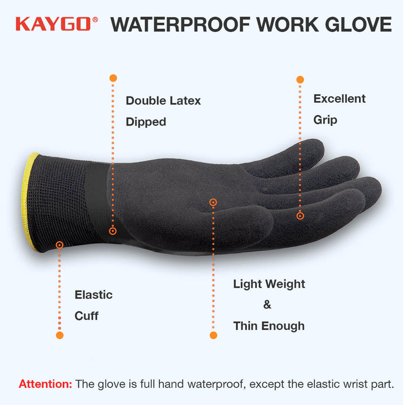 KG150 Waterproof Work Gloves with Double Rubber Coated