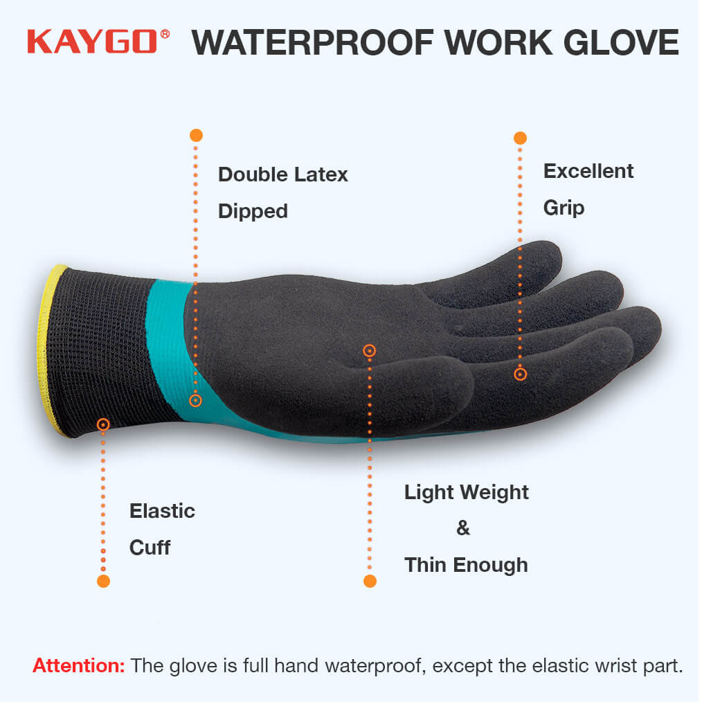 KG150 Waterproof Work Gloves with Double Rubber Coated