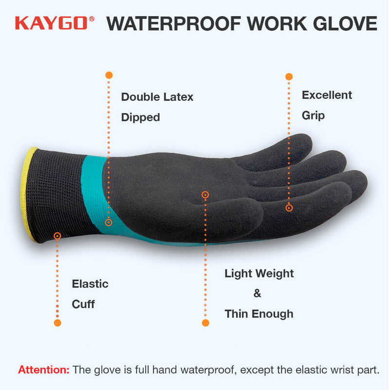 KG150 Waterproof Work Gloves with Double Rubber Coated