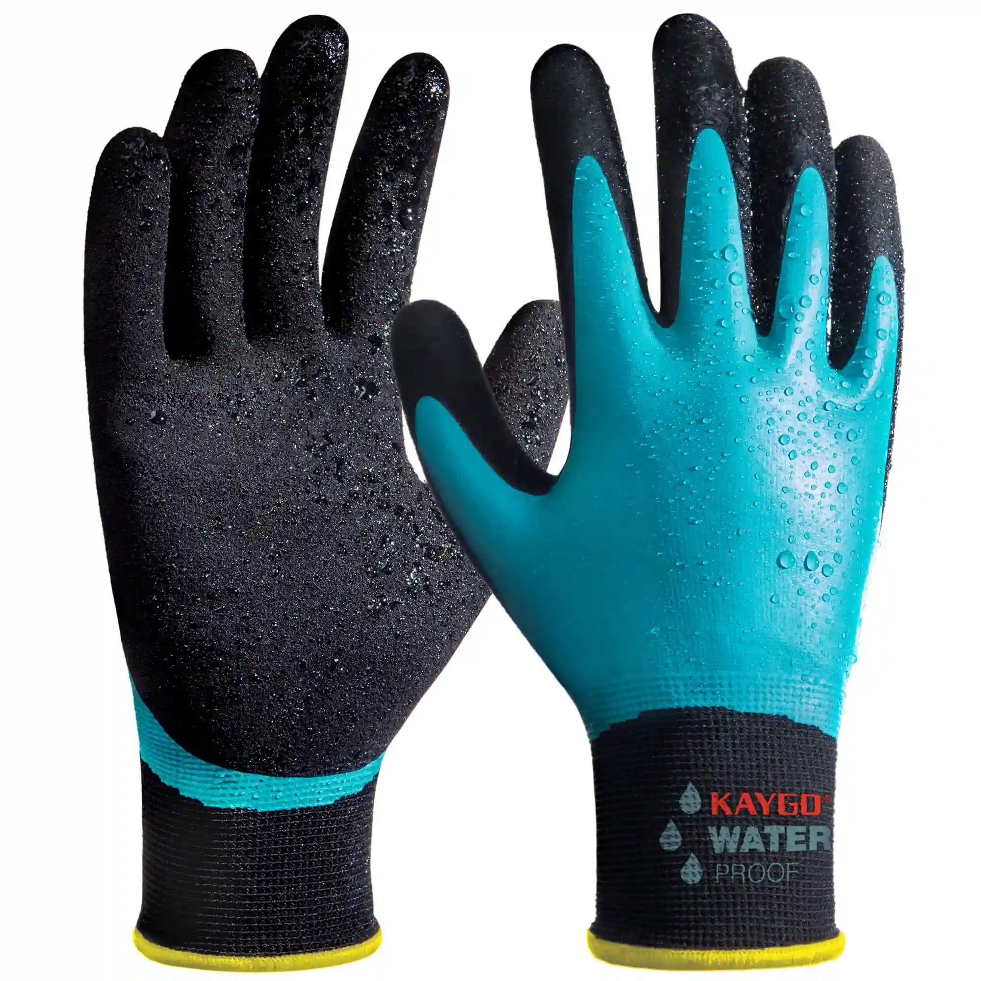heavy duty gloves for gardening KAYGO Waterproof Work Gloves for Men and Women Rubber Coated Non-slip Working Gloves for Garden Outdoor Construction 3 Pairs Blu, Blue