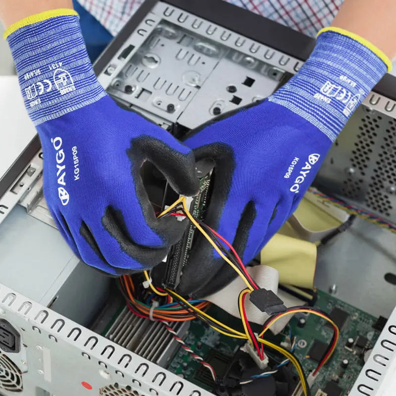 Seamless Knit Nylon Work Gloves with Polyurethane Coated on Palm and Fingers