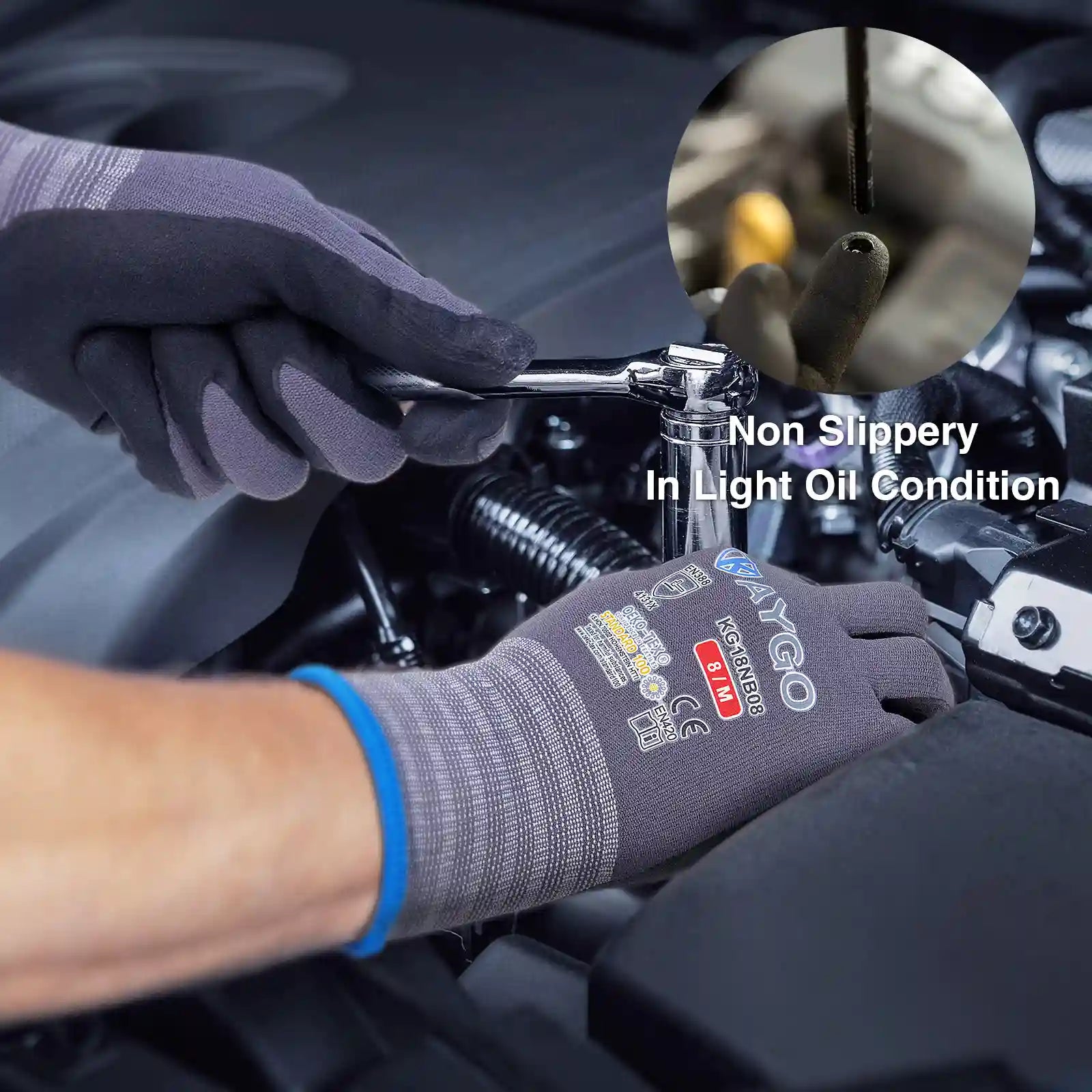 KG18N Seamless Knit Nylon Work Gloves with Microfoam Nitrile Coated on Palm and Fingers