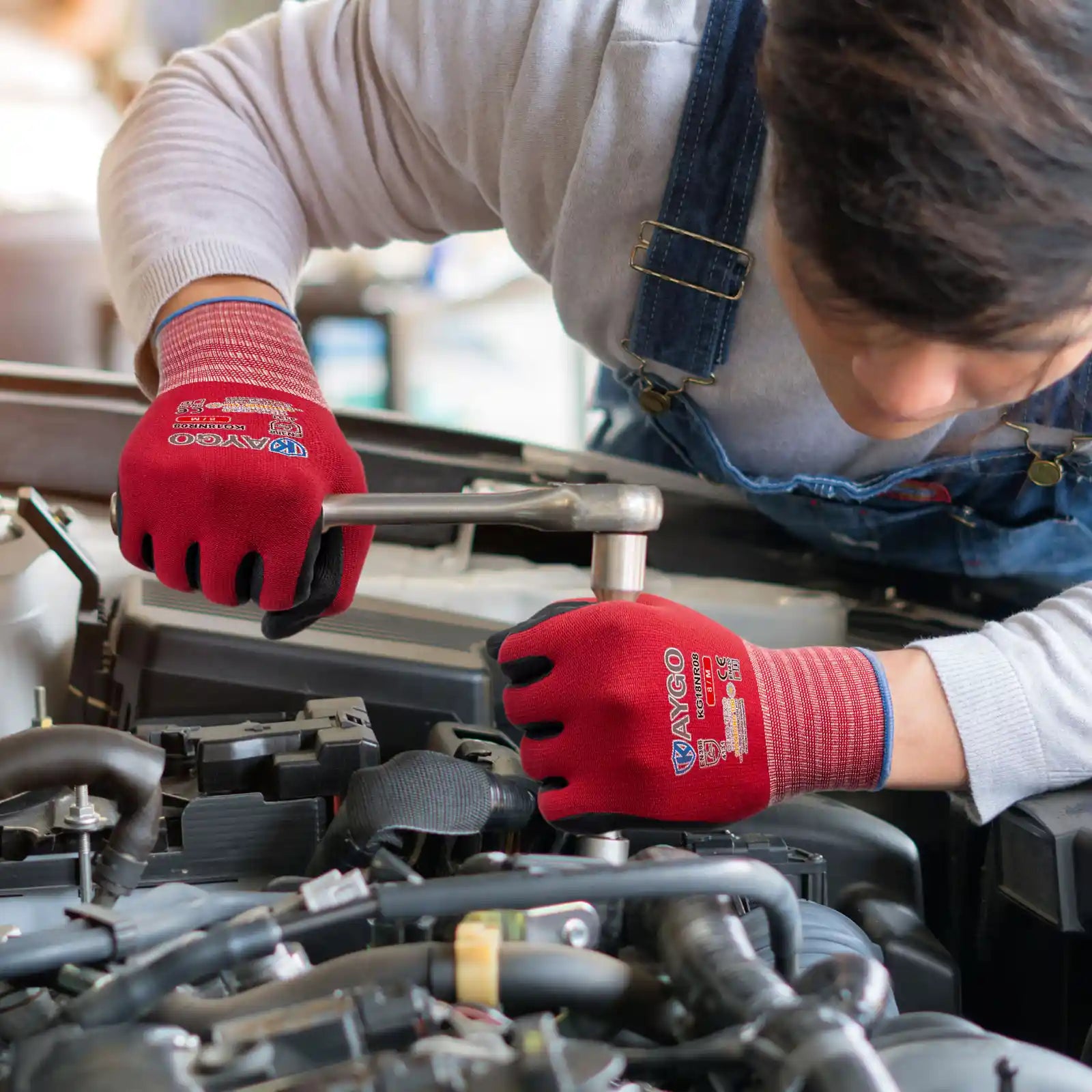 KG18N Seamless Knit Nylon Work Gloves with Microfoam Nitrile Coated on Palm and Fingers