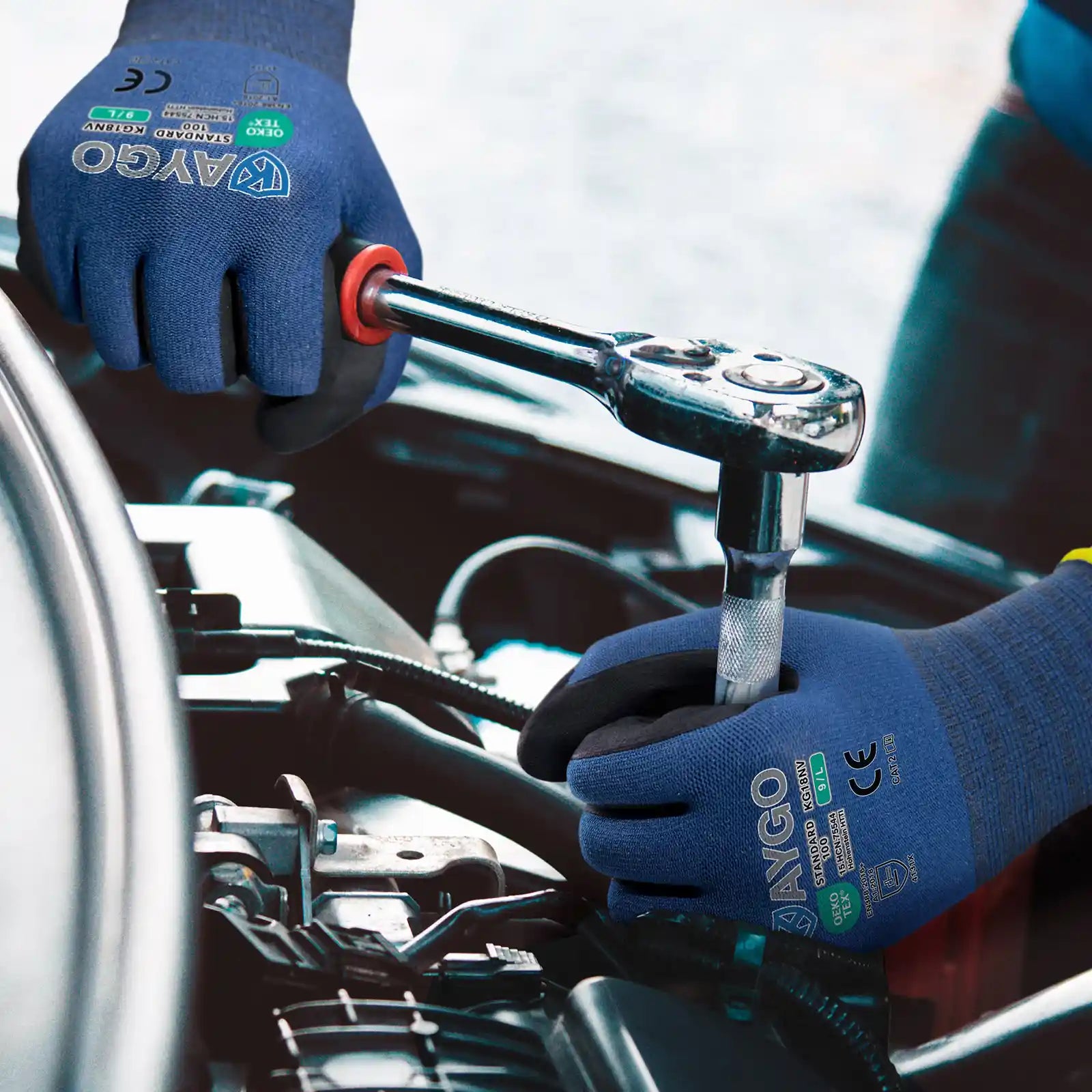 KG18N Seamless Knit Nylon Work Gloves with Microfoam Nitrile Coated on Palm and Fingers