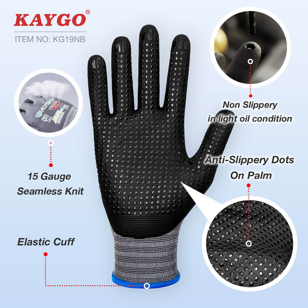 Seamless Knit Nylon Work Gloves with Micro Dotted Grip